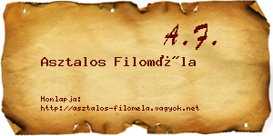 Asztalos Filoméla névjegykártya